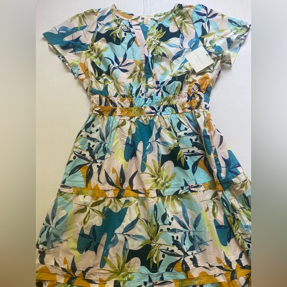 CYNTHIA ROWLEY 100% Cotton Popover V-Neck Tiered Floral Maxi Dress Size 1X NWT💫 - Picture 7 of 15